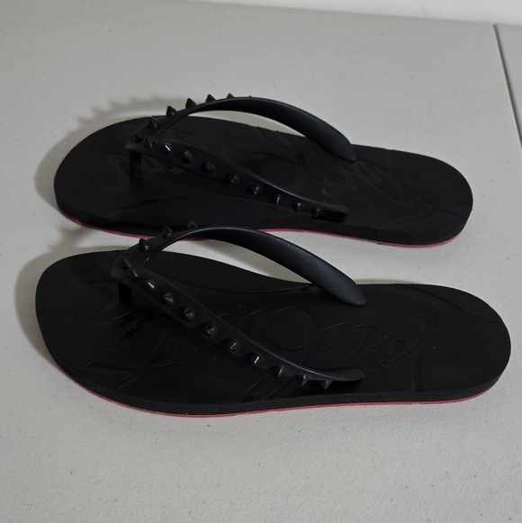Christian Louboutin Loubi Flip Spiked Rubber Spiked Flip Flops Size 40 - Picture 3 of 11